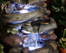 Stacked River Stones 3-Tiers Water Feature Fountain Closeup