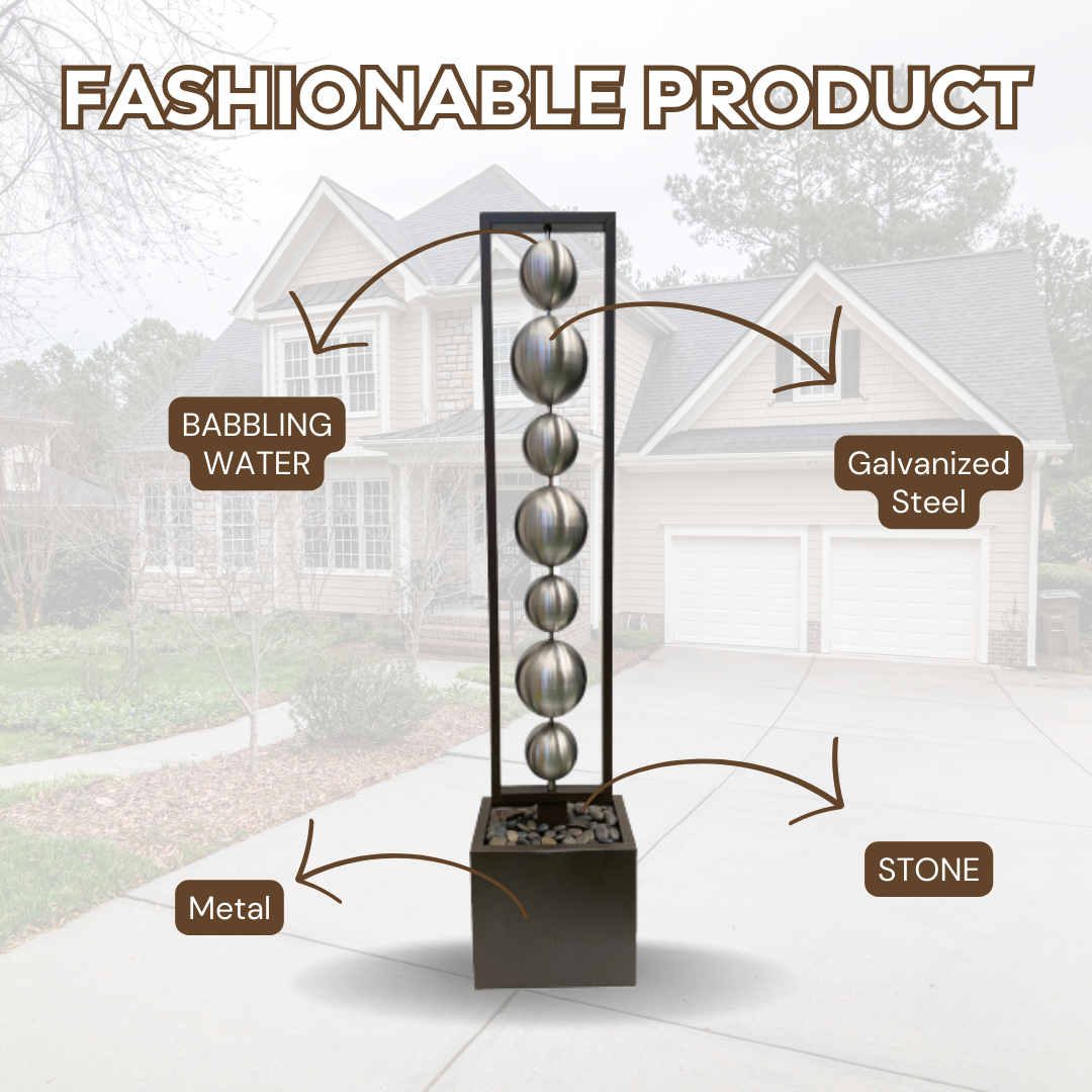 Stainless Steel Ball Water Feature Fountain Features
