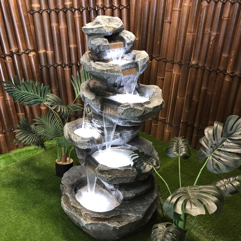 Summit Rock Stream Cascade Water Feature Fountain with LED lights