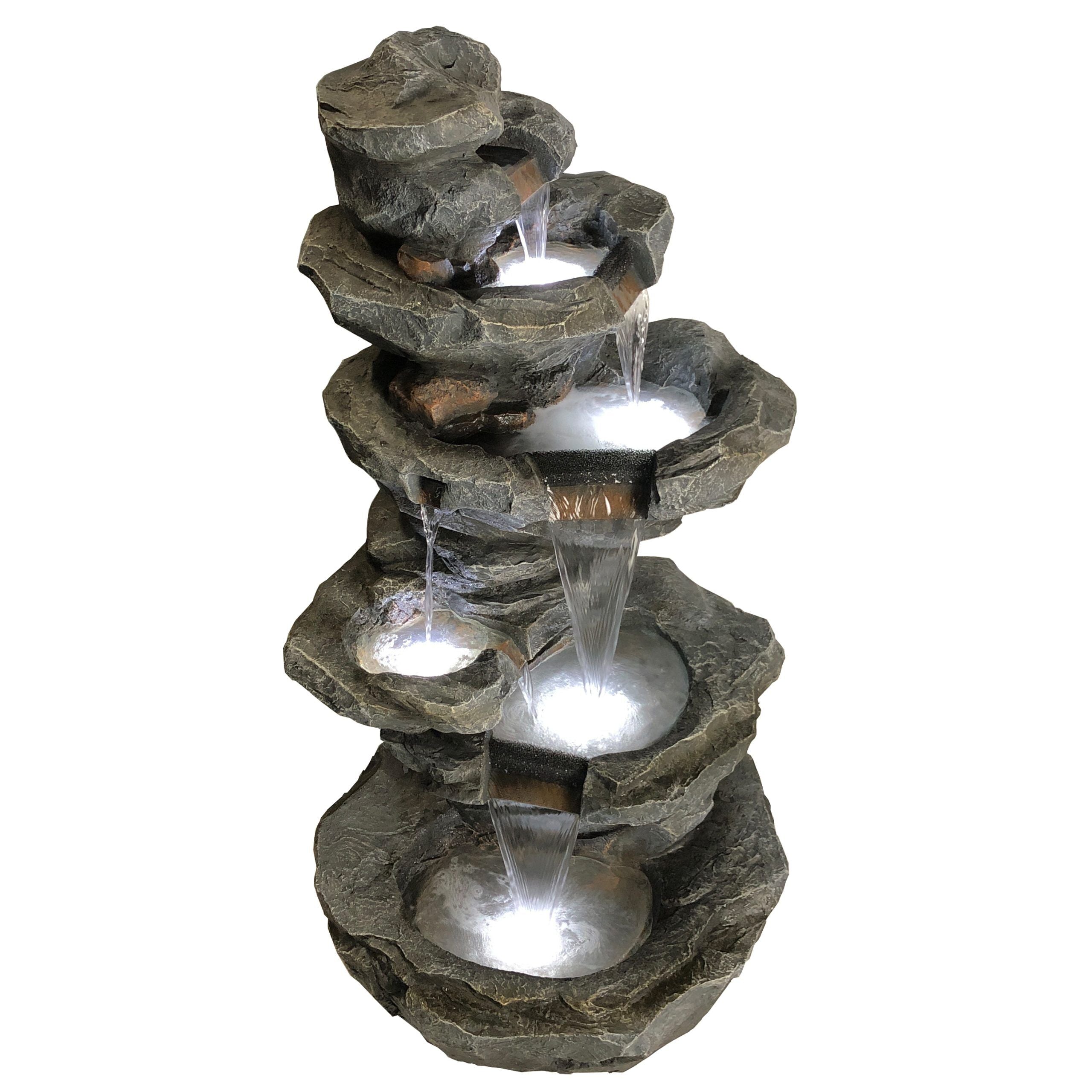 Summit Rock Stream  Cascade Water fountain with white background