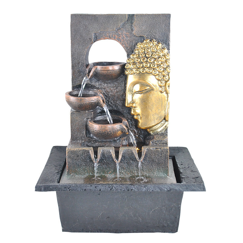 Terracotta Buddha 3 Bowls Water Feature Fountain