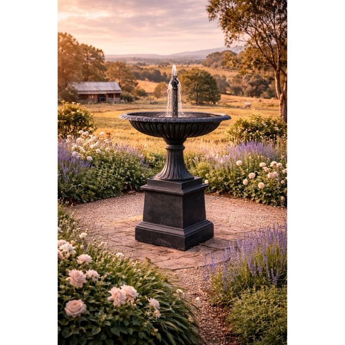 Toulouse Cast Iron Fountain sit with mountain background