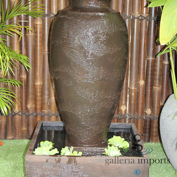 Urn Amphora water feature with water flowers