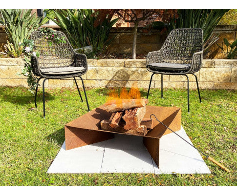FUJI Square Cast Iron Fire Pit with Ashtray