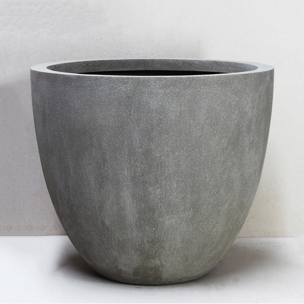 Wide Lip Egg Pot in natural cement color