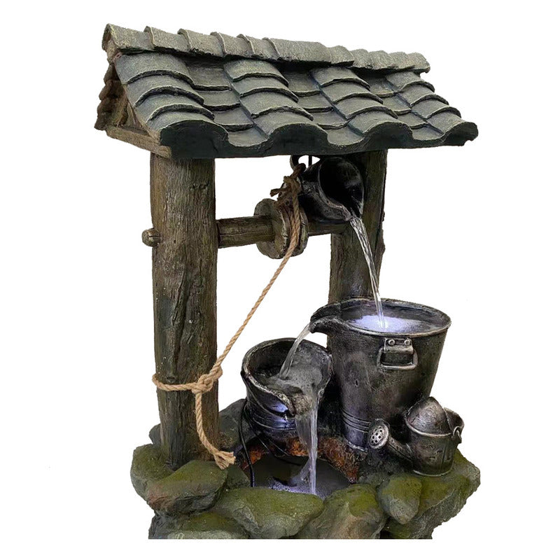 Wishing Well Water Feature Fountain upper left view