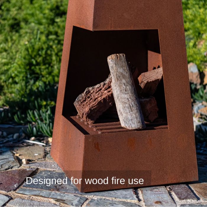 bottom view of Corten Steel Fire Pit – The Obelisk