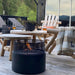 circle outdoor table and firepit