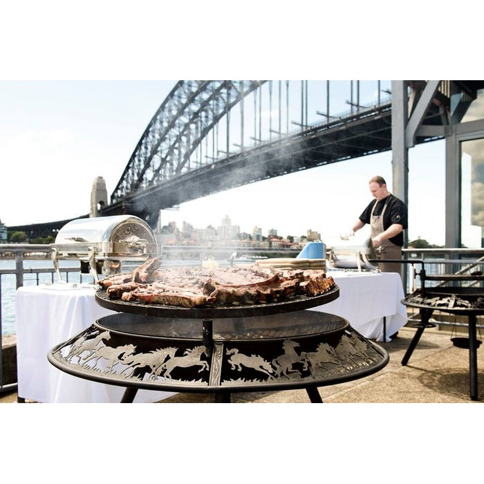 cooking bbq and background in Sydney Harbour Bridge