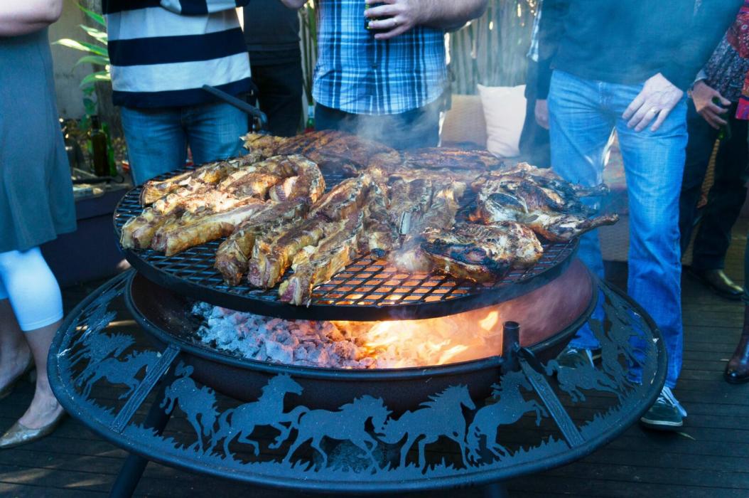 cooking variety of meat on the plate