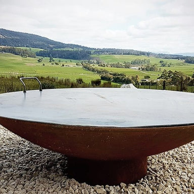 firepit and mountain background
