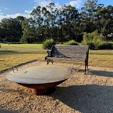 fire pit at the backyard