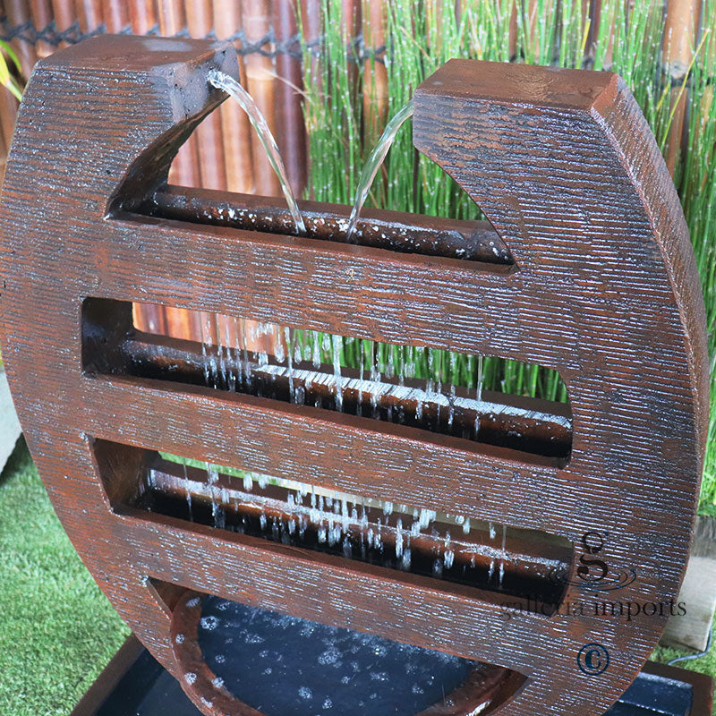 harp balinese style fountain right angle view