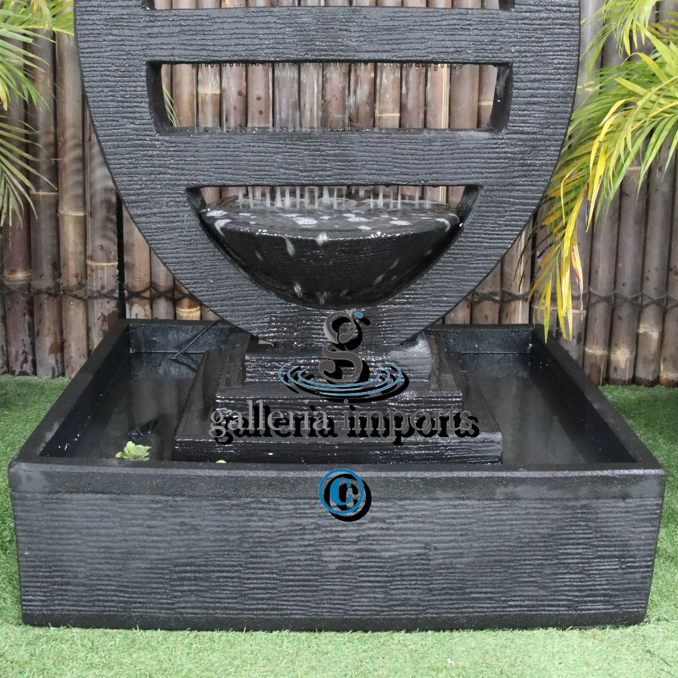 harp balinese style water feature fountain bottom view