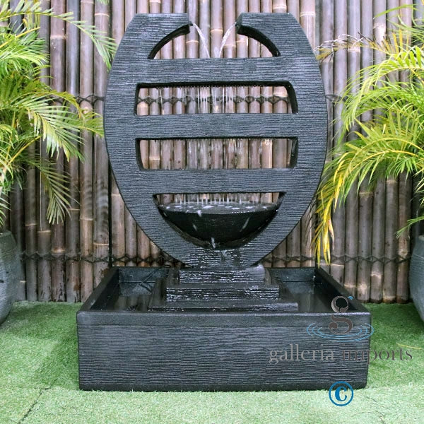 harp balinese style water feature fountain with plants