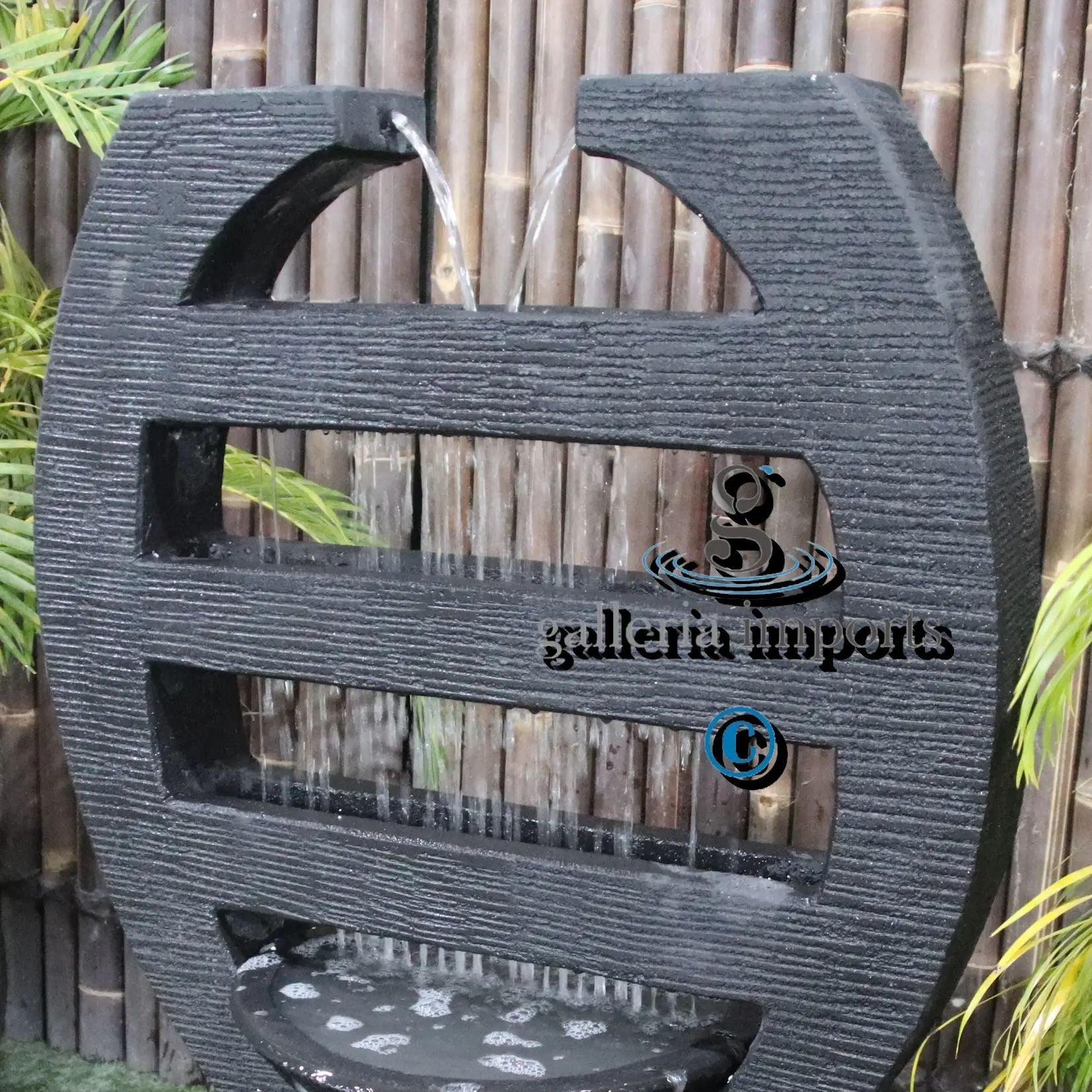 harp balinese style water feature upper view