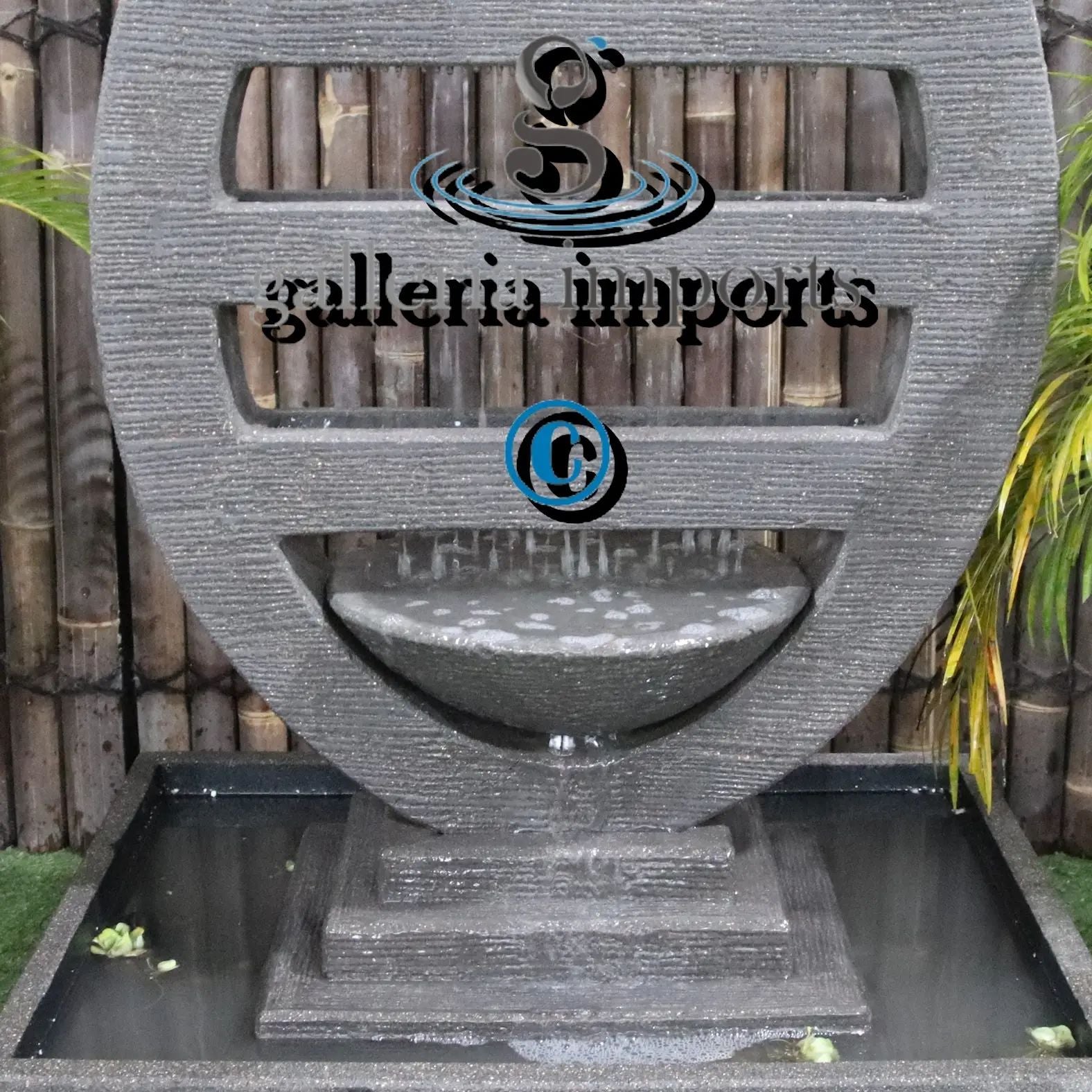 harp balinese water feature fountain grey colour