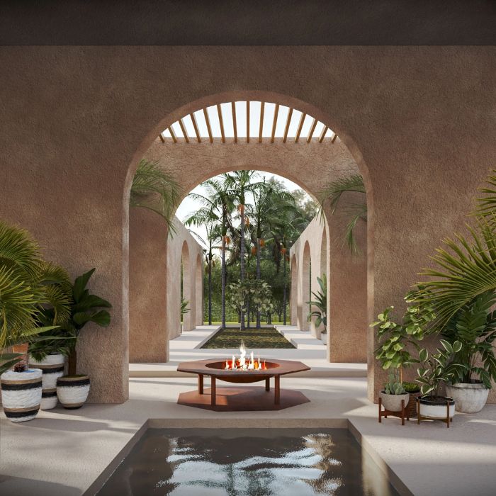 indoor patio and Corten Steel Fire Pit – The Sovereign