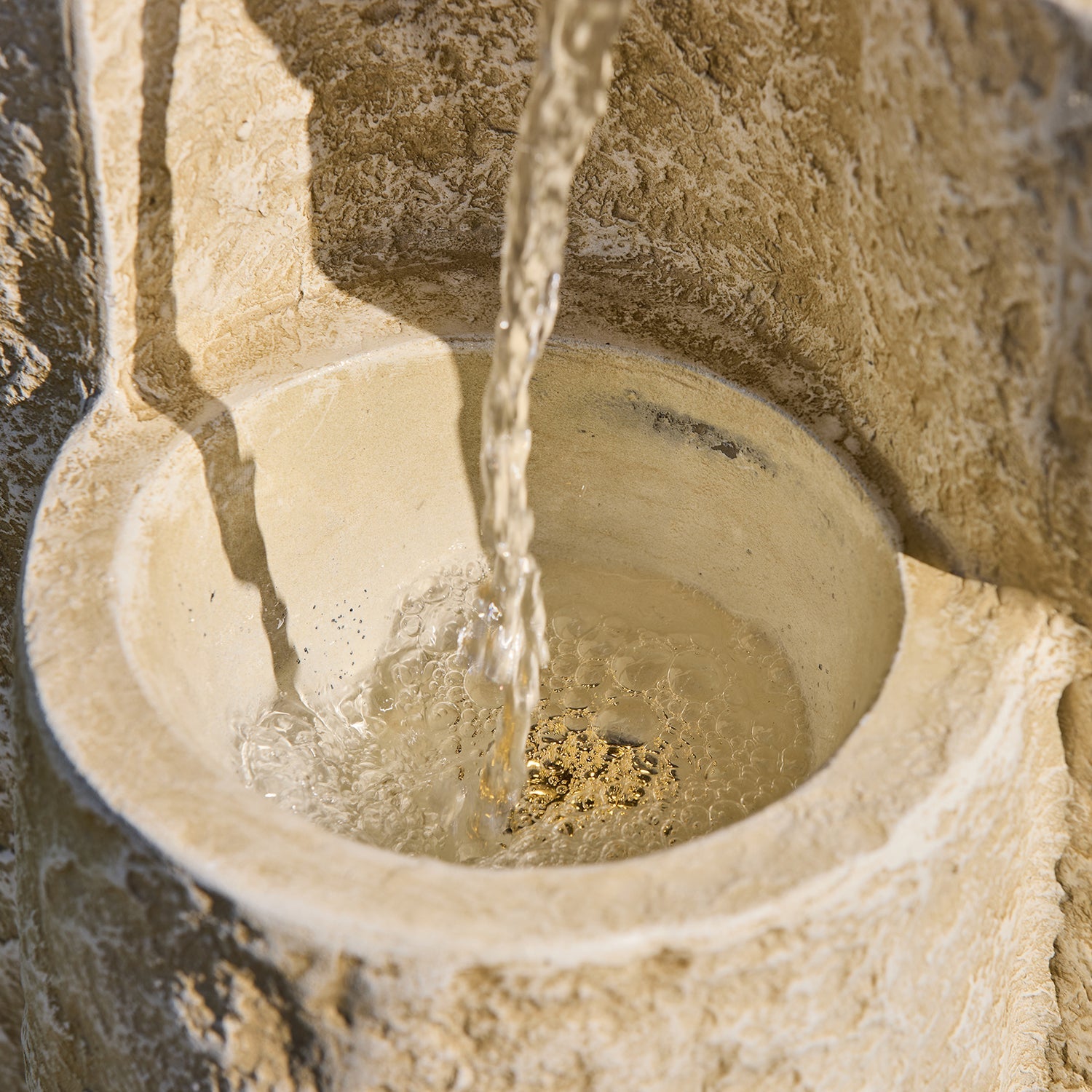 inside the bowl of Twin Echo Falls Fountain