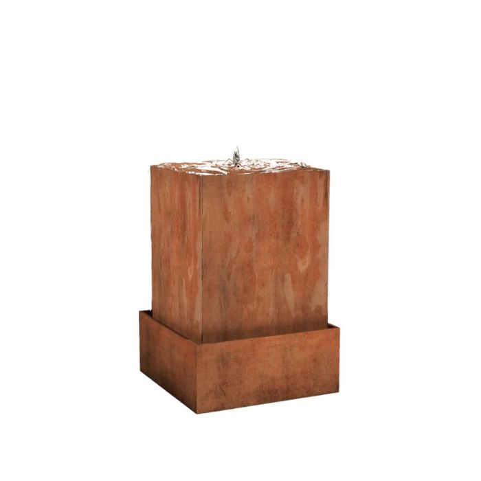 left side view of Corten Steel Infinity Bubbling water feature