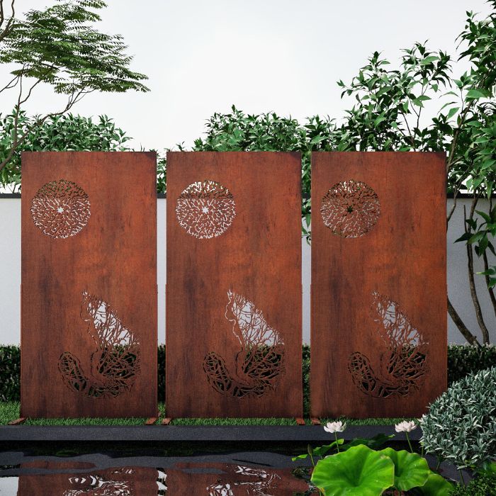 luxury backyard and Corten Steel Garden Screen – The Wildcat