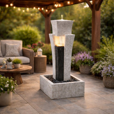 pillar water feature patio area