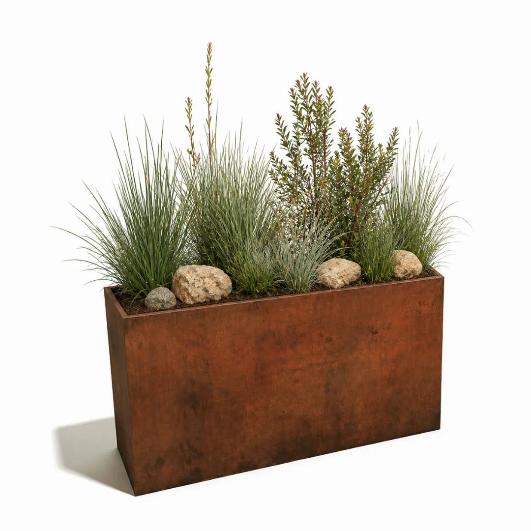 plants in the Corten Steel Sentinel Garden Planter Pot Range