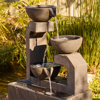 right angle view of fen cascade trio fountain