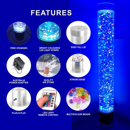 showing the product features for sensory bubble tube water feature