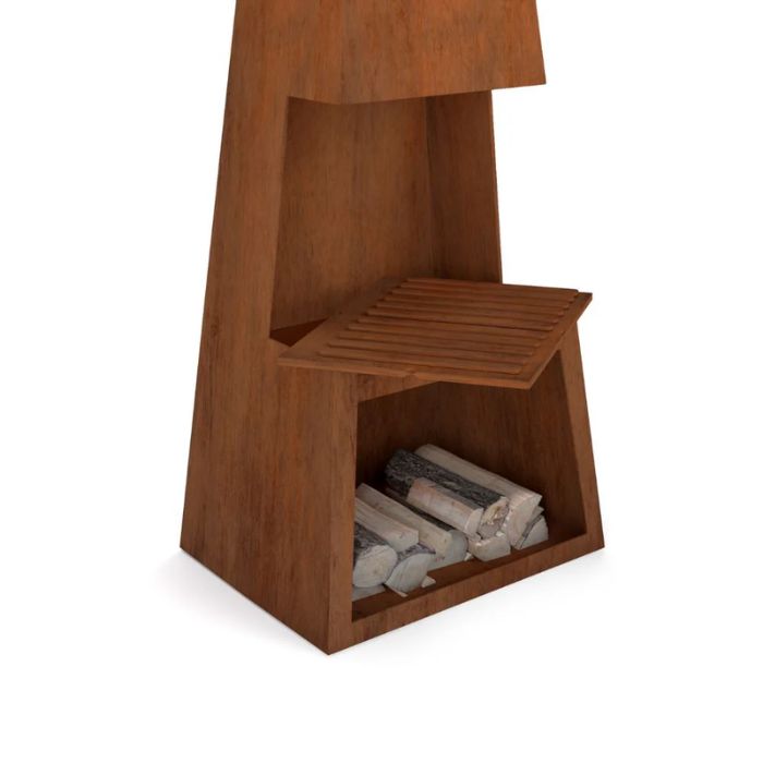 side view of bottom of Corten Steel Fire Pit – The Bastion