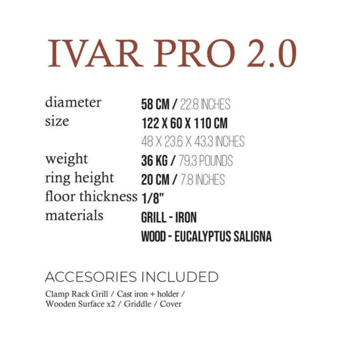 specifications for Argentine BBQ Grill