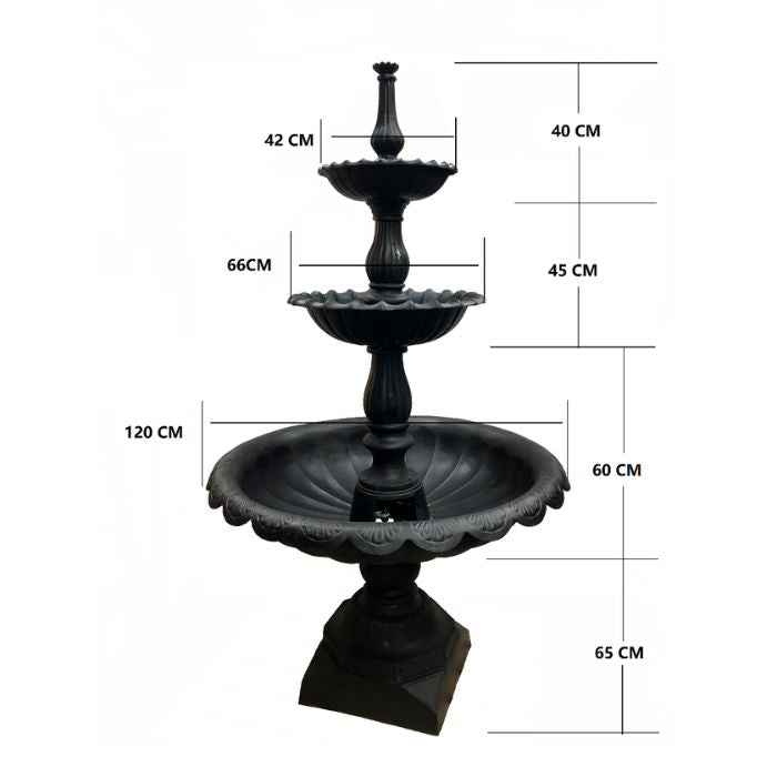 specifications of Lisbon Cast Iron 3 Tier Water Feature Fountain