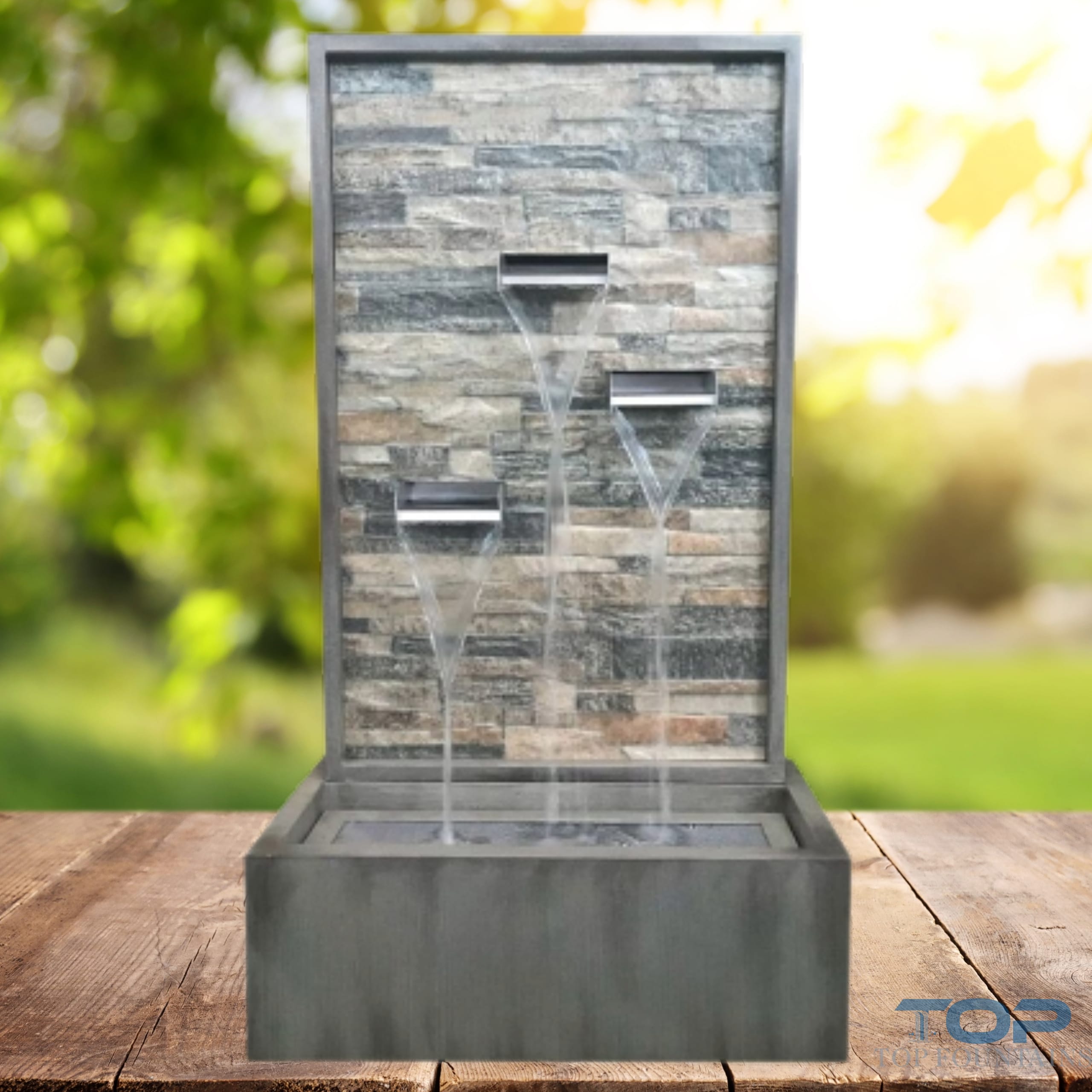 stone wall water feature outdoor View