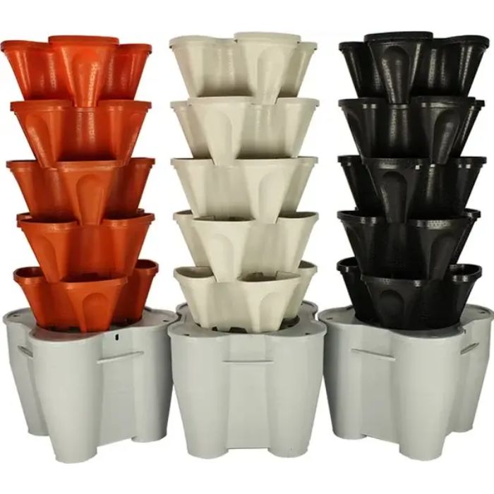 three pots in the white background