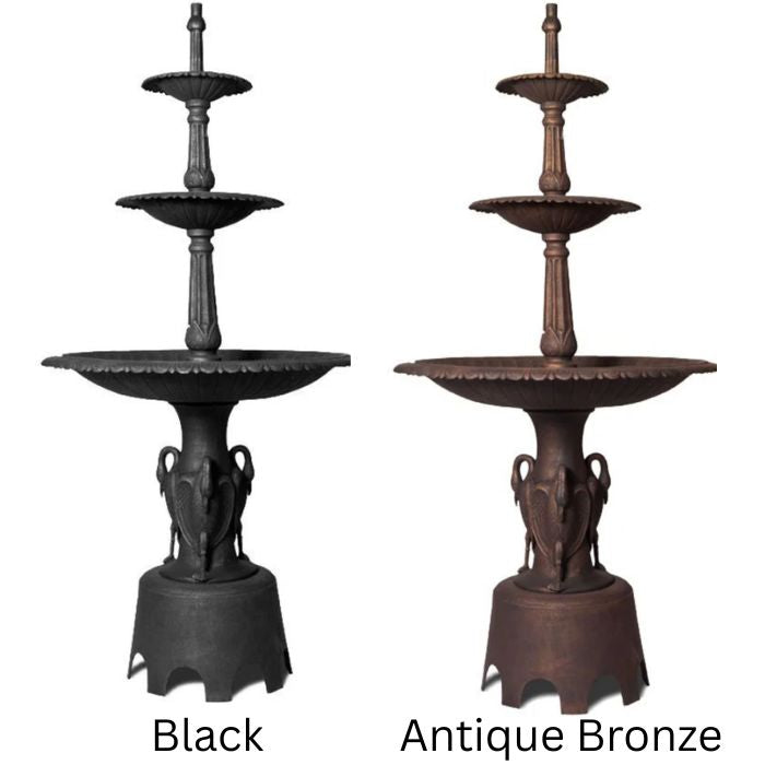 two colours of Heron Cast Iron 3 Tier Fountain
