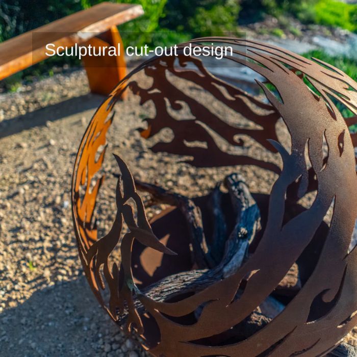 upper view of Corten Steel Fire Bowl – The Phoenix