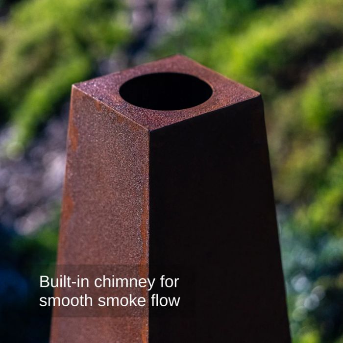 upper view of Corten Steel Fire Pit – The Obelisk