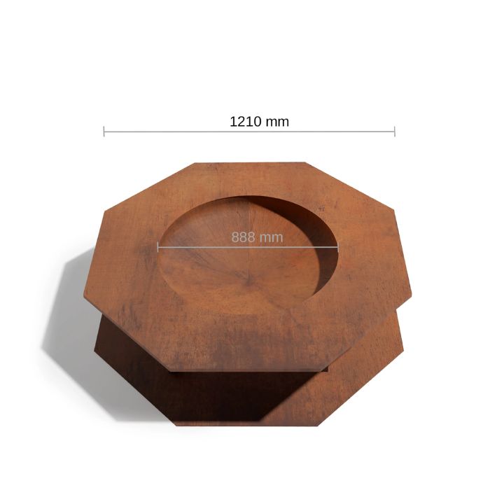 upper view of Corten Steel Fire Pit – The Sovereign