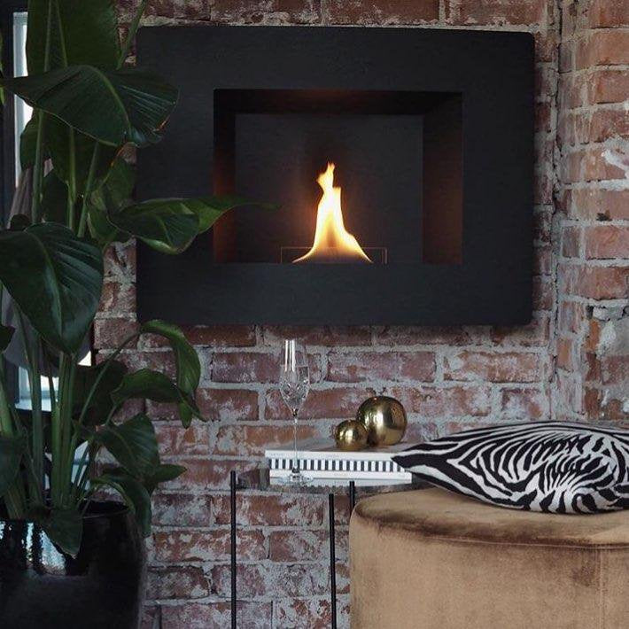 fire pit in the livingroom wall