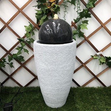 Black Ball Bubbling Vase Water Feature Main view