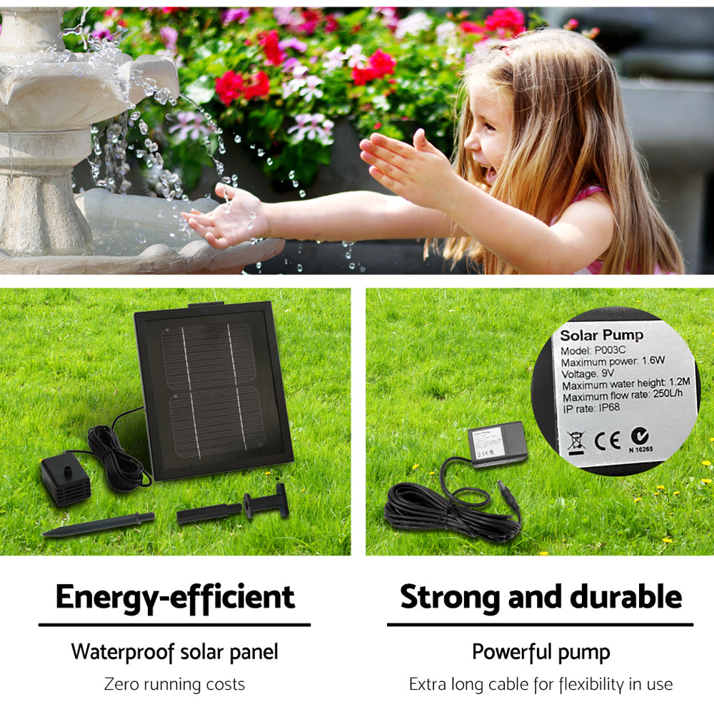 3 Tier Solar Powered Water Fountain - Ivory what's include