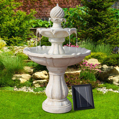 3 Tier Solar Powered Water Fountain - Ivory 