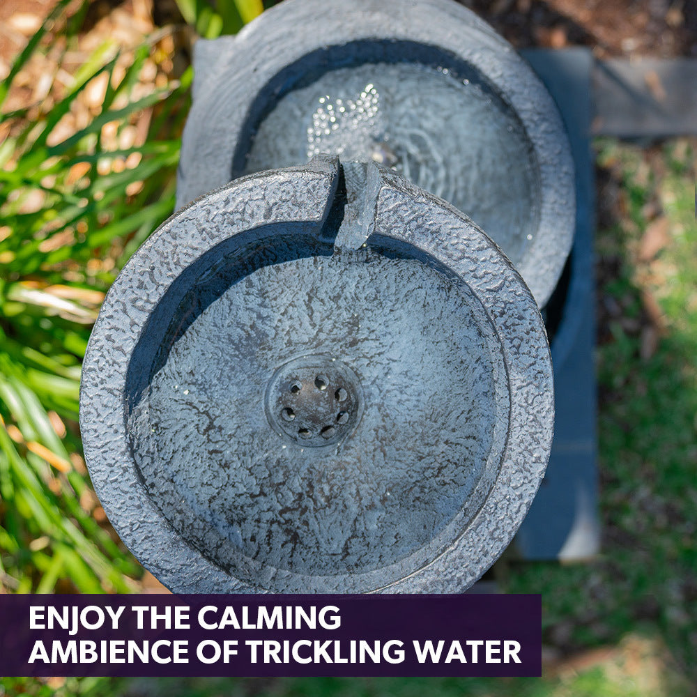 Solar Charcol 4 Bowls Water Feature Top View