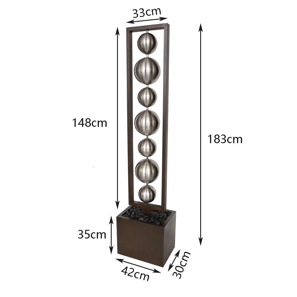 Stainless Steel Ball Water Feature Fountain Dimensions