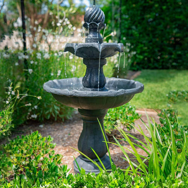 Solar Powered 3 Tiered Battery Outdoor Bird Bath with LED Lights