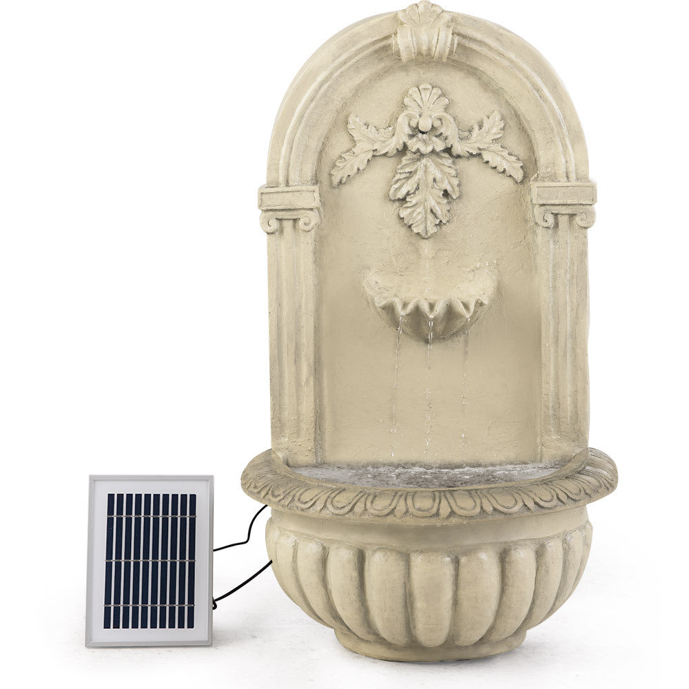 PROTEGE Solar Fountain Water Feature Pump Outdoor Wall Mount Classic with LED Lights 
