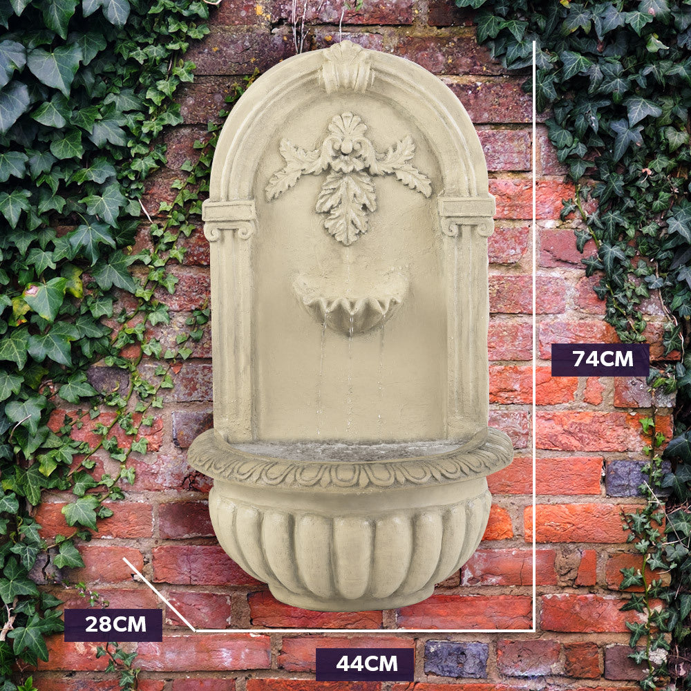 PROTEGE Solar Fountain Water Feature Pump Outdoor Wall Mount Classic with LED Lights dimensions