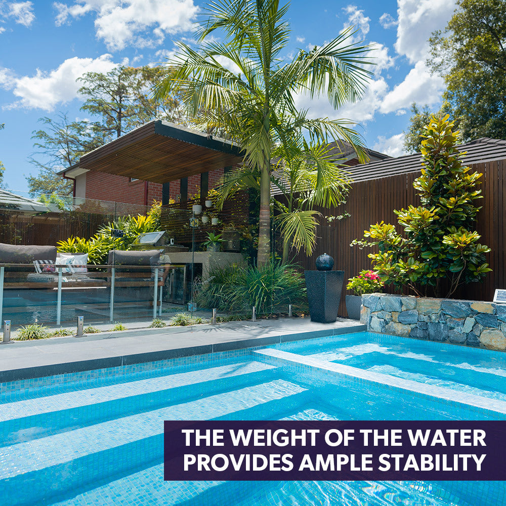 Solar Powered Water Feature Fountain with LED Lights poolside